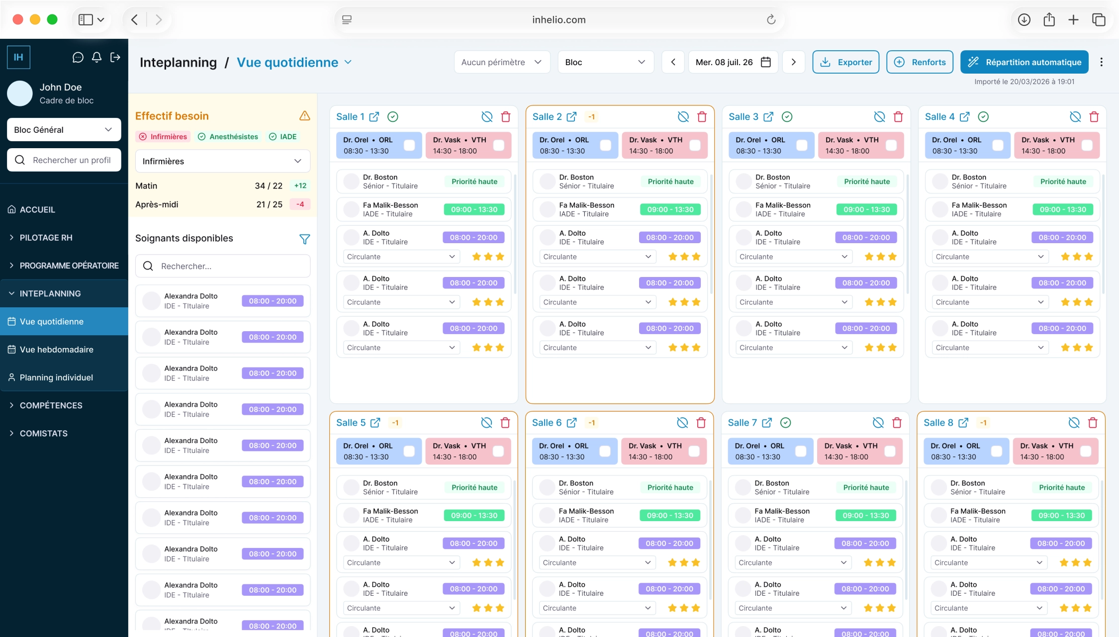 IntePlanning avec répartition des effectifs