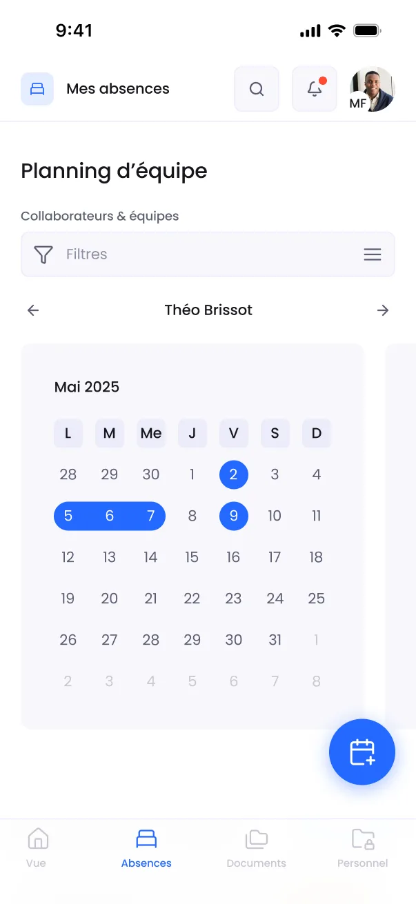 ORA mobile - Planning d'équipe